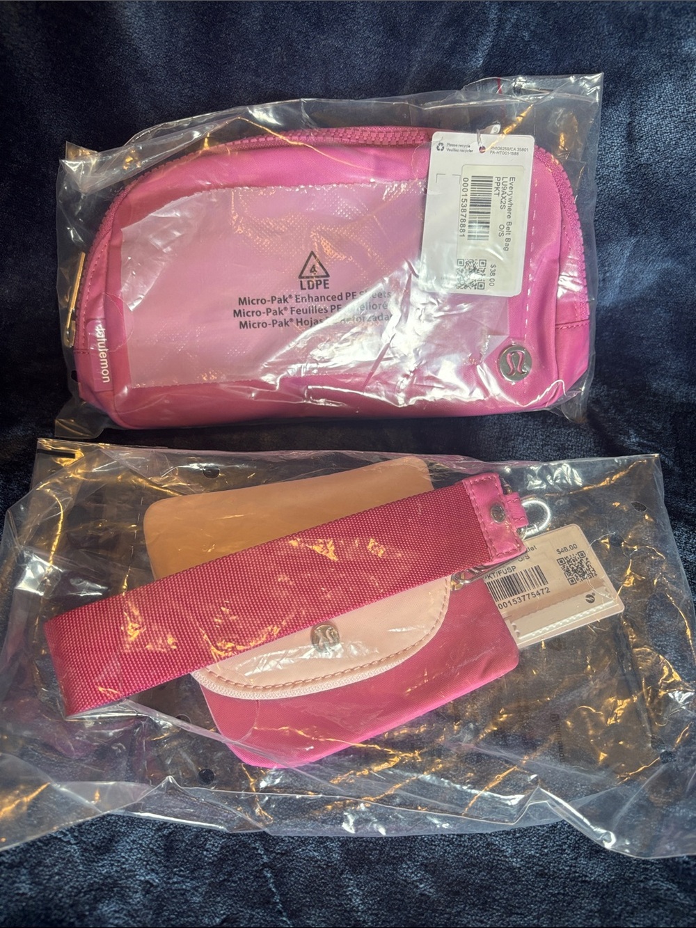 Lululemon Hot Pink Belt Bag (1L) & matching wristlet pouch. NWT.